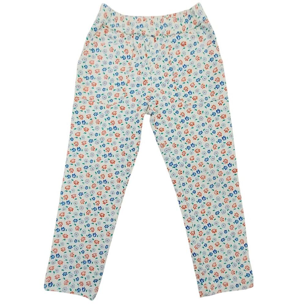 Mini Boden Pants Girls 5-6 Years White Floral Cotton Blend Canvas Casual